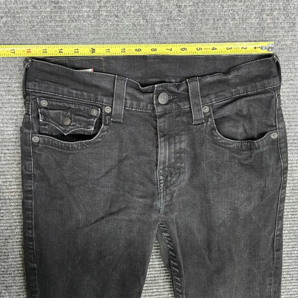 True Religion Ricky Flap SN Jeans Mens 32x32 Rinse Black Relaxed Straight Denim
